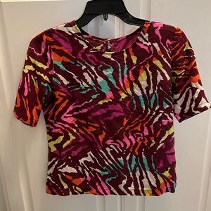 Amanda Uprichard Silk Multicolor Zebra Top